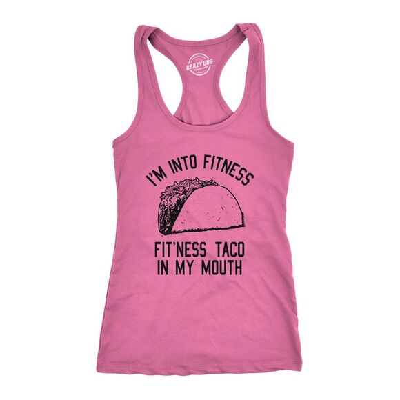 Womens Tank Fitness Taco In My Mouth Tanktop Funny Shirt - Picture 1 of 3